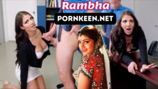 Horny Secretary Rambha Giving Blowjob to Boss Fake