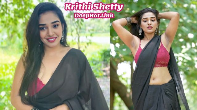 Krithi Shetty Red Hot Bra Cleavage Shaved Armpit Nude Navel
