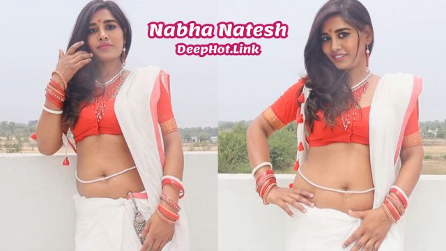 Nabha Natesh Red Hot Blouse Nude Sexy Navel Hip Bold Shoot