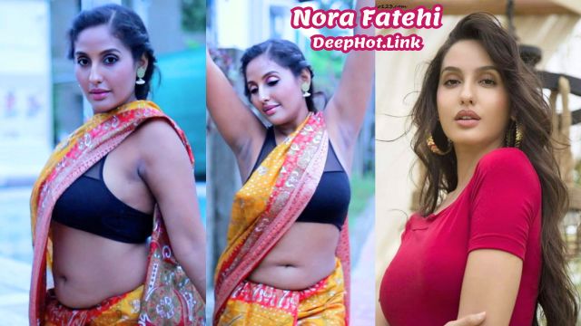 Nora Fatehi Sleeveless Black Blouse Armpit Navel Show Fake