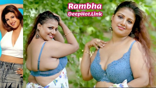 Rambha big melon bra cleavage hot Saree without blouse pose